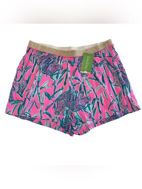 NWT Lilly Pulitzer Rylan Shorts Mandevilla Pink Extra Lucky Elephant Women’s L